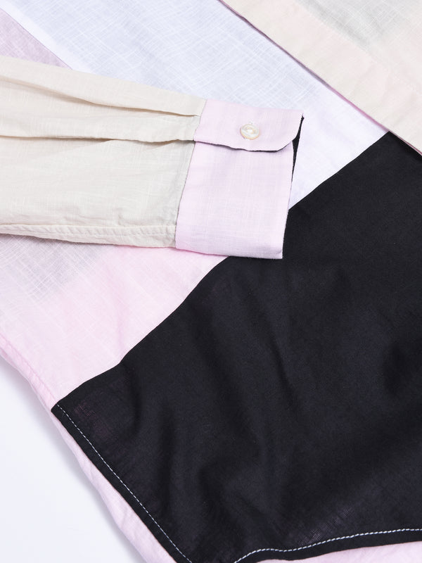 Combo Short Collar Shirt_White Cotton Handkerchief